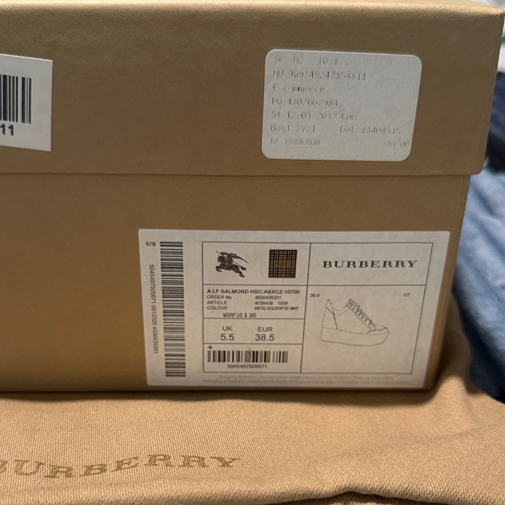 Burberry White Sneakers with Gold Detail - Picture 2 of 7